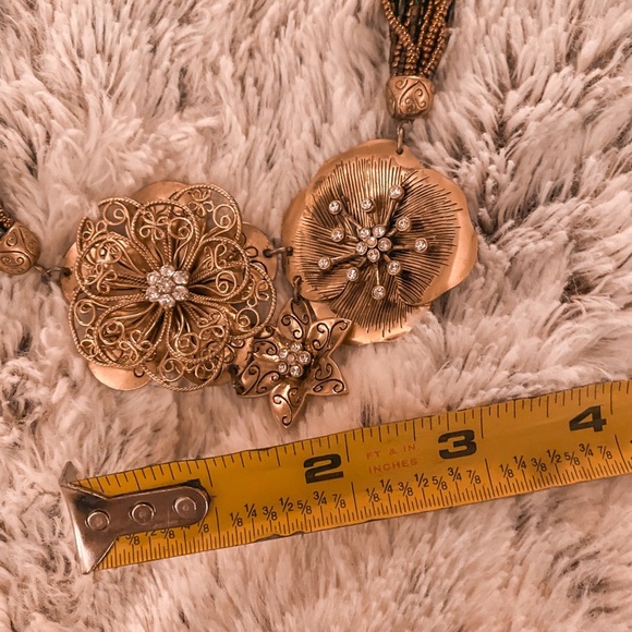 BEAUTIFUL BEADED GOLD AND BROWN NECKLACE COSTUME JEWELRY. EXCELLENT CONDITION. - Picture 4 of 6